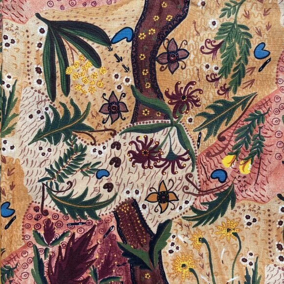 Nambooka M&S Textiles Australia Aboriginal Cotton Fabric Botanical Quilt 1.5 Yd - Picture 3 of 3